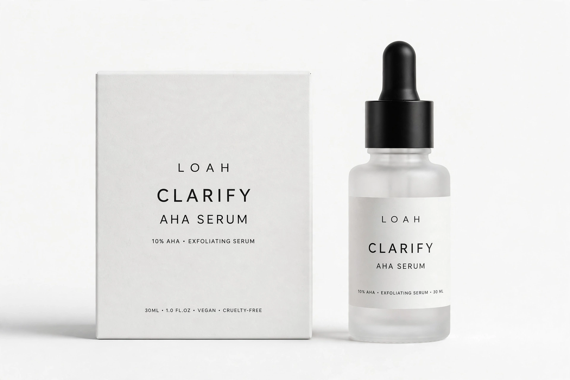 Beauty-Packshot von Serum und Umverpackung im Studio – Listing-Bild für Shop und Amazon