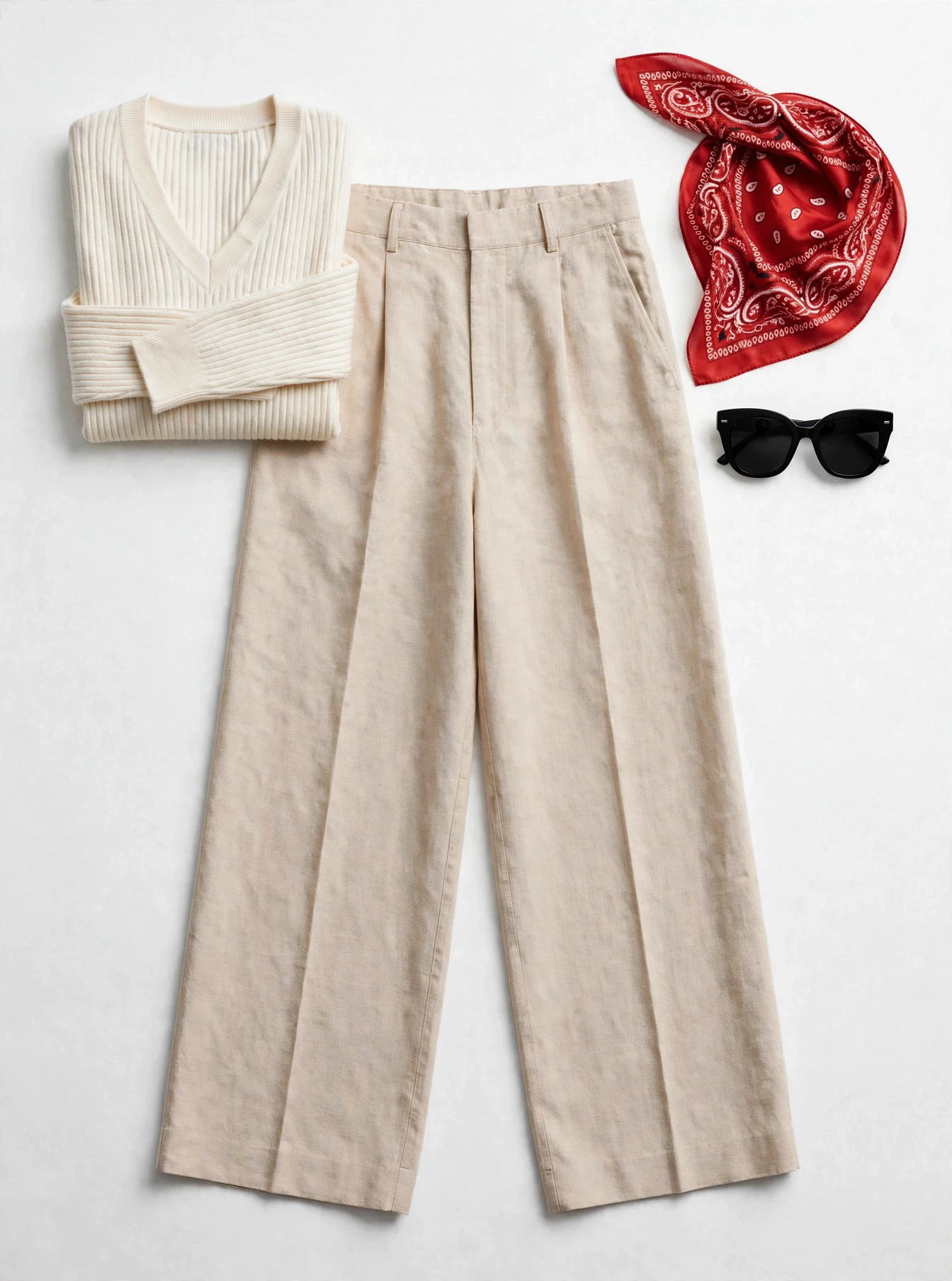 Knitwear &ndash; Flatlay mit Accessoires