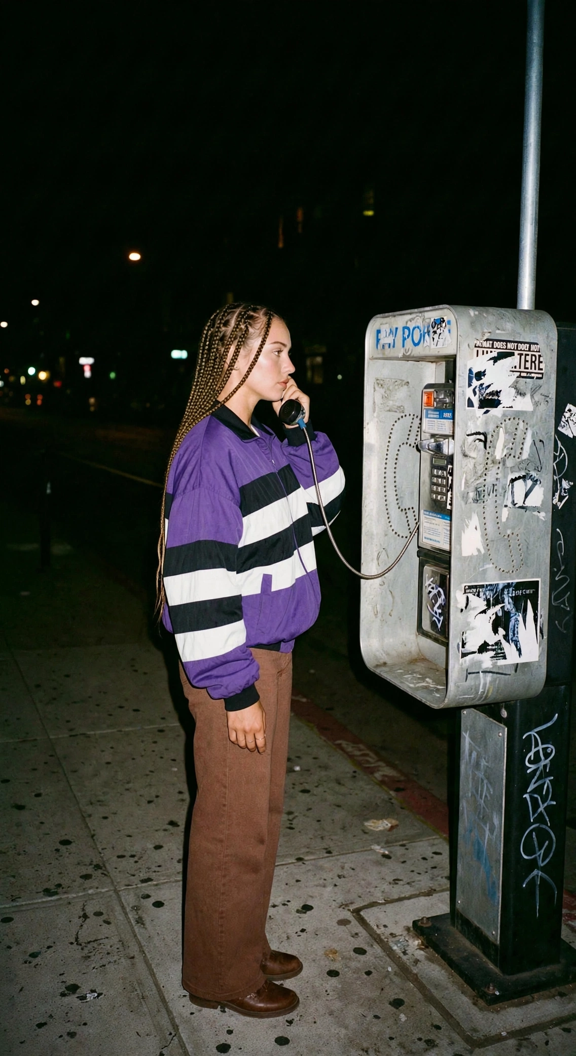 Streetwear-Kampagnenbild an einer Telefonzelle – Social-Media-Content für Instagram